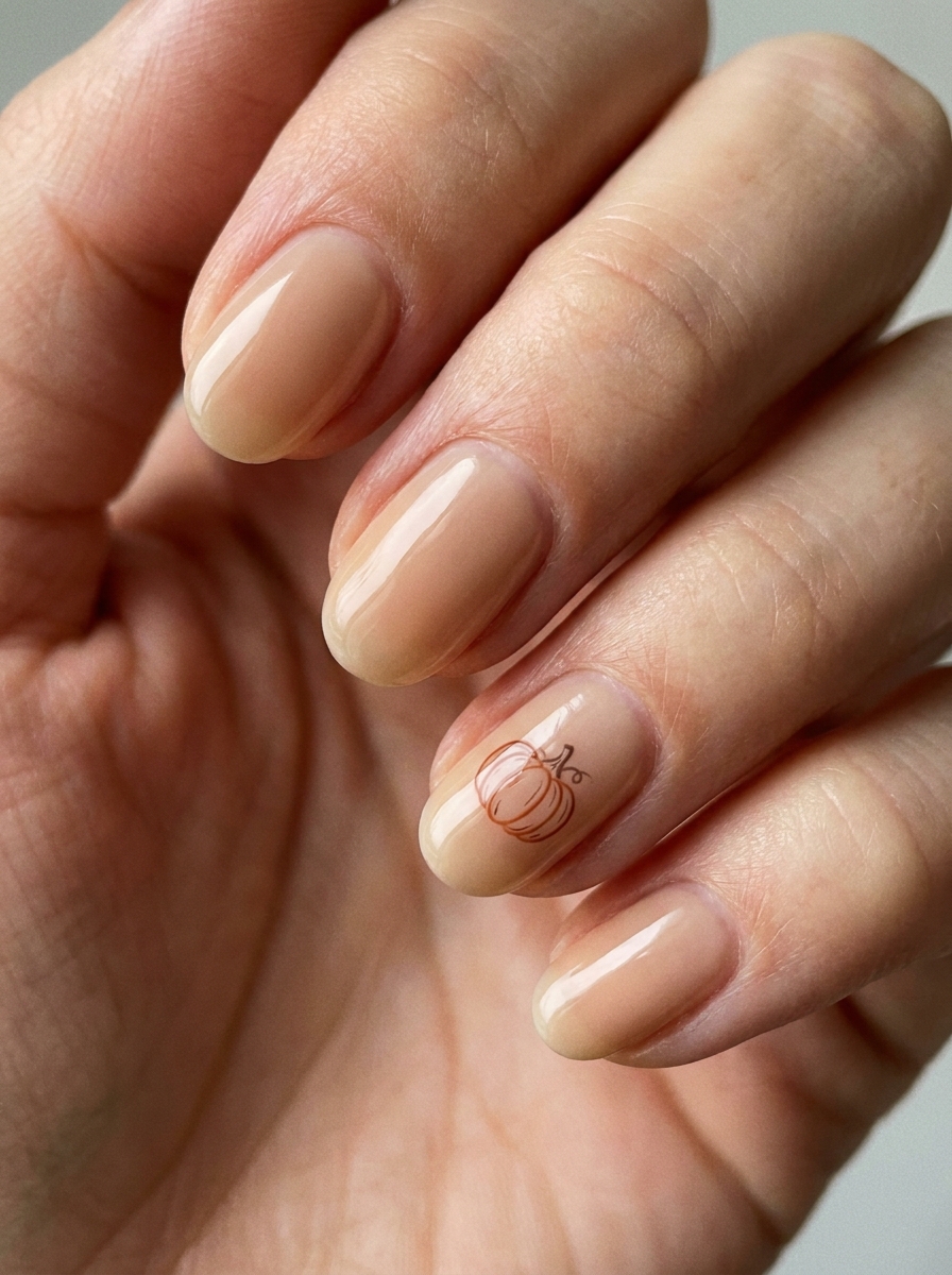 Minimal Pumpkin Accent Nails als Oktober Nägel Ideen Inspiration 2026